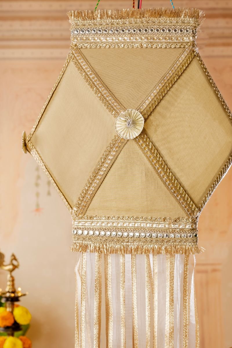 Chanderi Kandil, Chanderi Fabric Diwali Lantern for Home Decoration