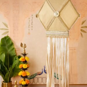 Chanderi Kandil for Diwali decoration with Chanderi fabric and Gota work