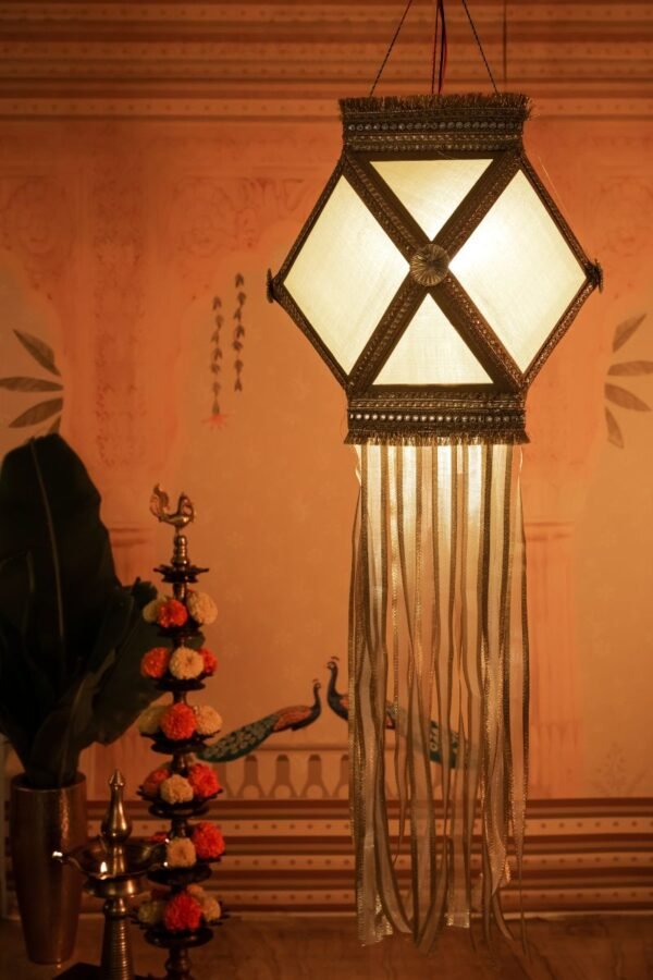 Chanderi Kandil, Chanderi Fabric Diwali Lantern for Home Decoration