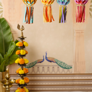 Petals Mini Kandils pack of 8 in colorful fabric designs for Diwali decoration