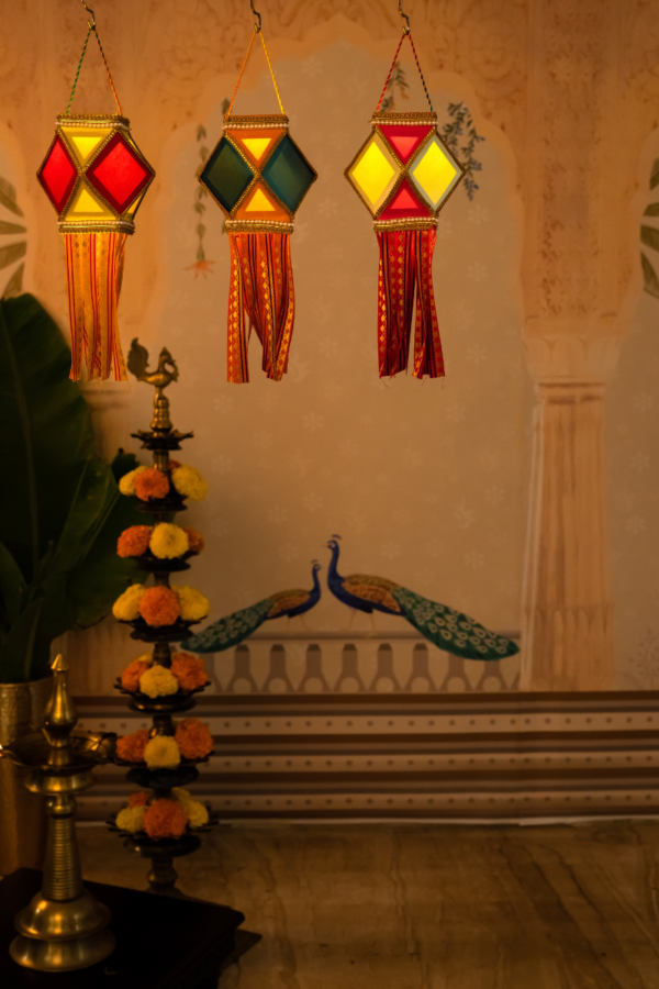 Mini Kandils in Bright Colors, Pack of 6 for Diwali Decoration